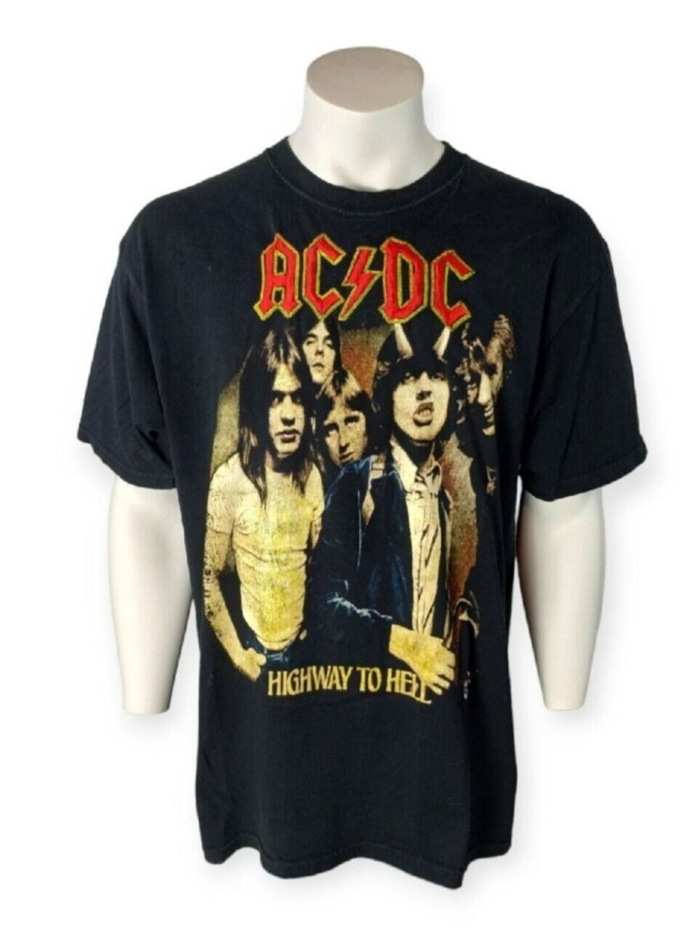 Vintage 90s ACDC Highway to Hell TShirt XL Crewneck Embroidered Double Sided Tee